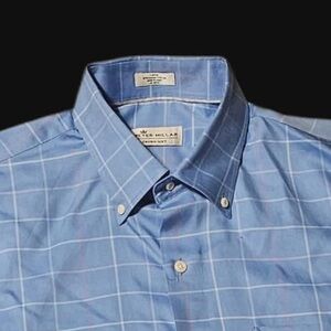 Peter Millar Light Blue Grid Dress Shirt